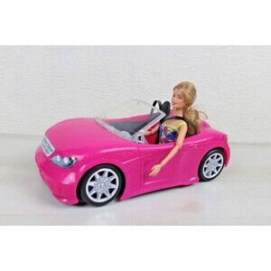 2013 Mattel Glitter Pink Barbie Convertible Cruiser Glam Car Black & Pink Seats